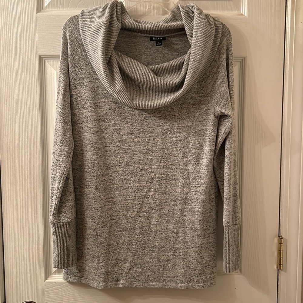Grey cow neck long sleeve top, size S